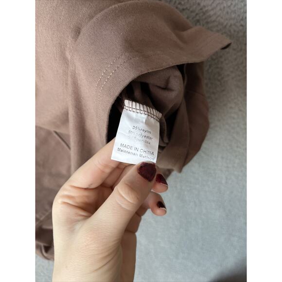 Brown Sleeveless Mini Dress with built in bodysuit with shorts - Picture 5 of 15